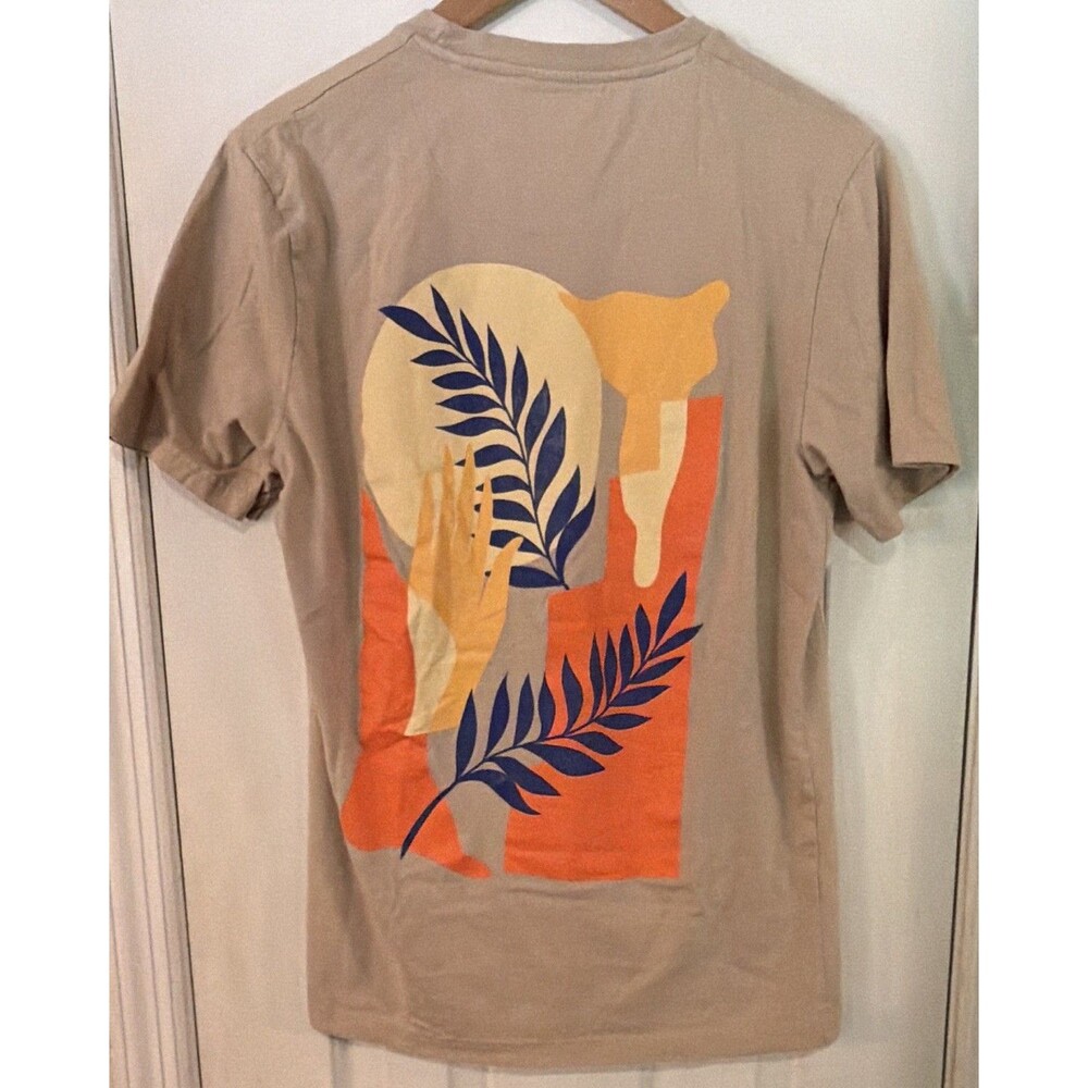Denim & Flower Men's Beige "Just Keep Growing" Graphic Crew Neck T-Shirt L